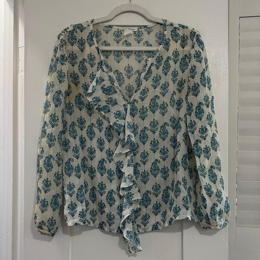 Club Monaco Blue Floral Blouse
